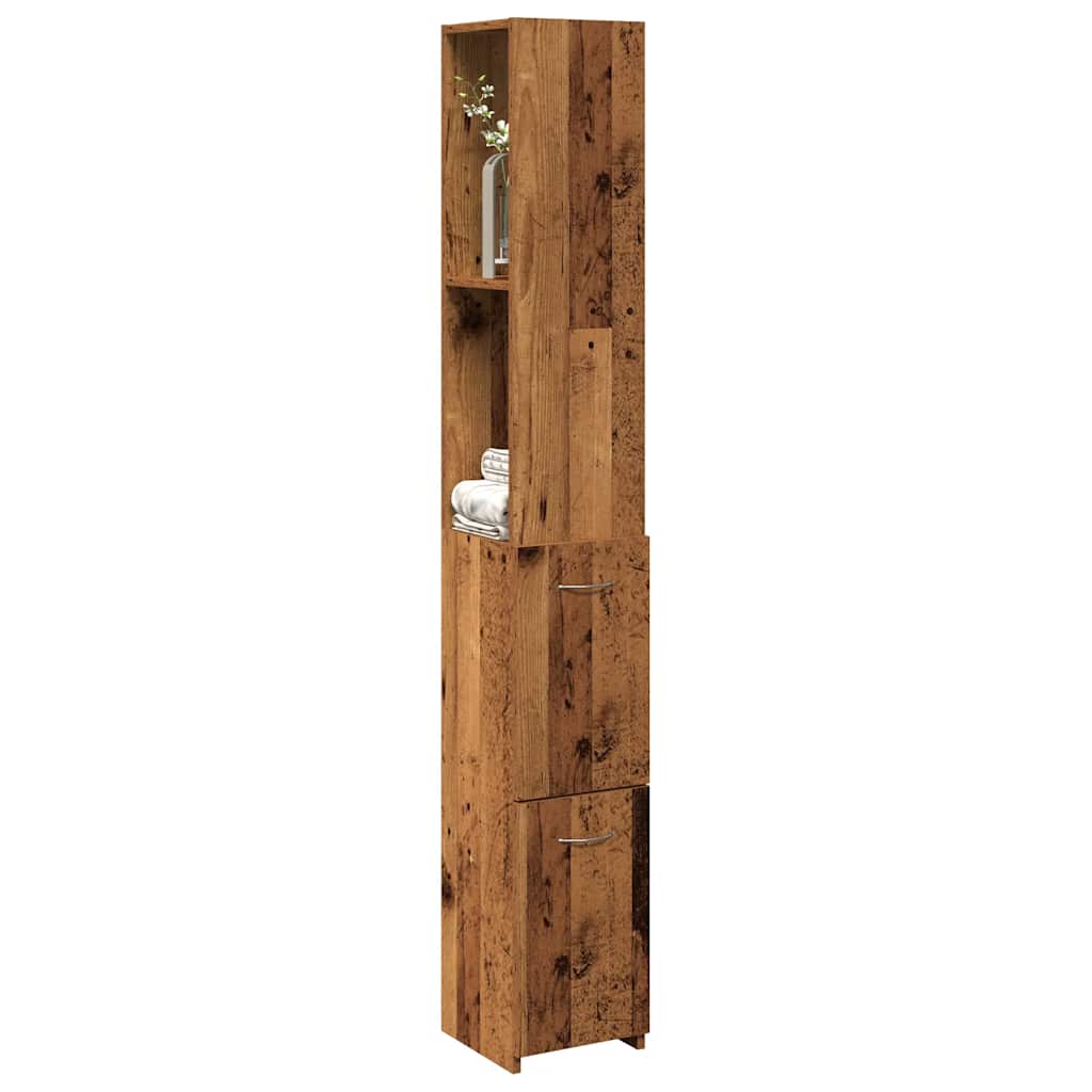 badeværelsesskab 25x25x170 cm konstrueret træ gammelt trælook billede