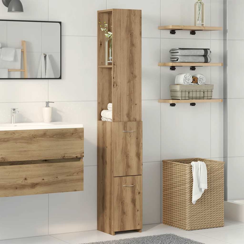 badeværelsesskab 25x25x170 cm konstrueret træ kunsteg