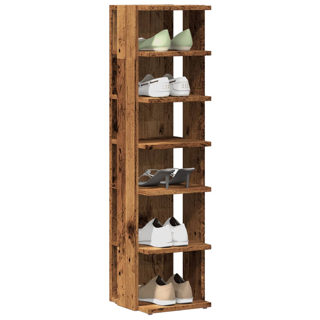 skoskabe 2 stk. 28x27x102 cm konstrueret træ gammelt træ-look