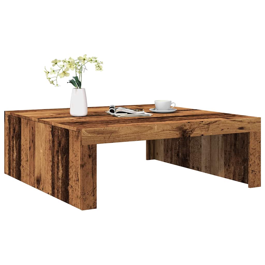 sofabord 100x100x35 cm konstrueret træ antikt eg