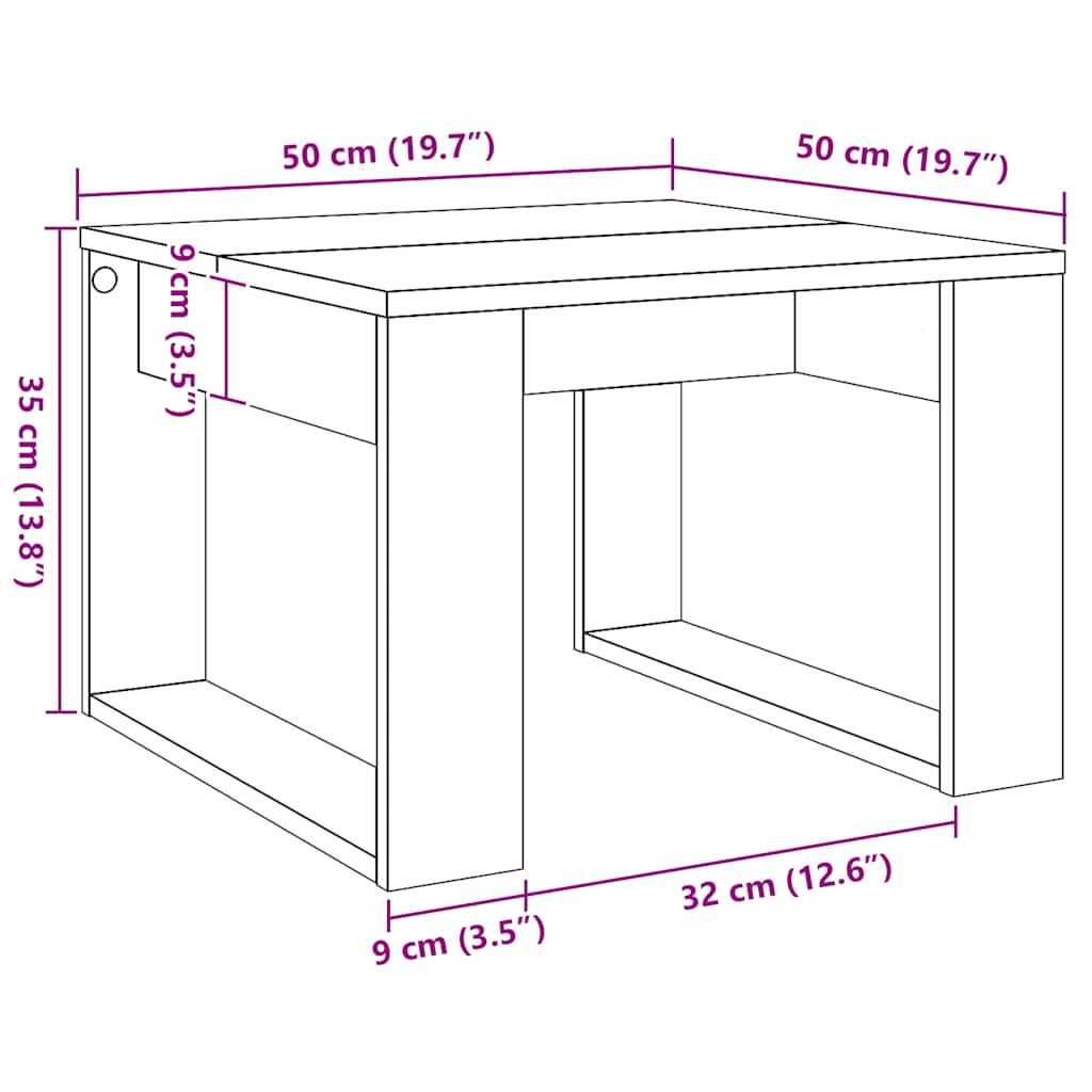 sidebord 50x50x35 cm konstrueret træ kunsteg