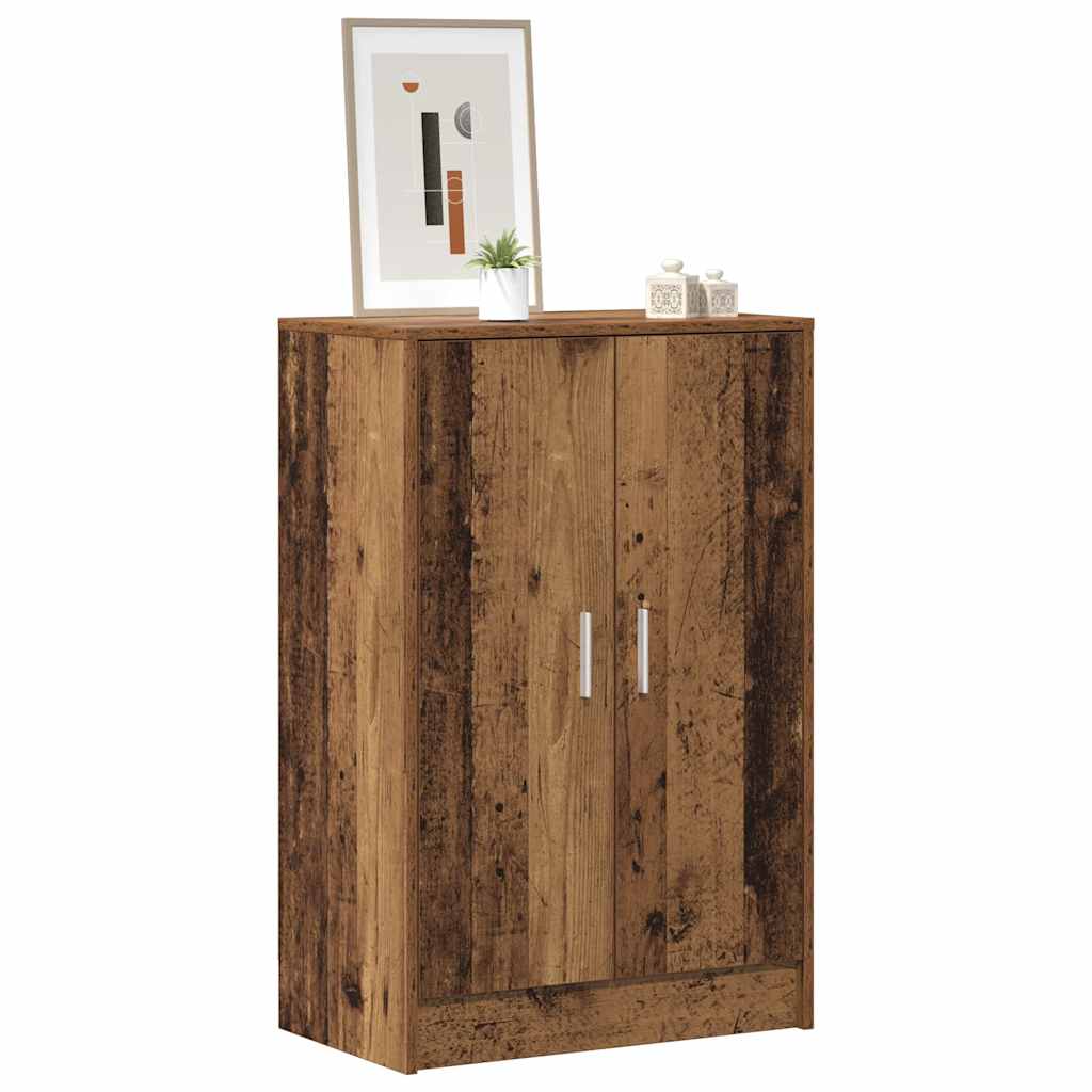 skoskab 60x35x92 cm konstrueret træ antikt eg
