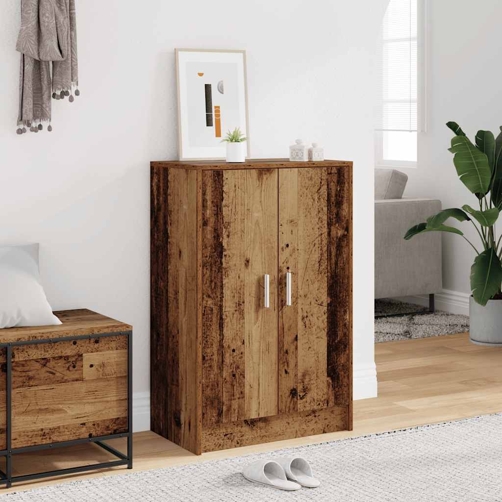 skoskab 60x35x92 cm konstrueret træ antikt eg
