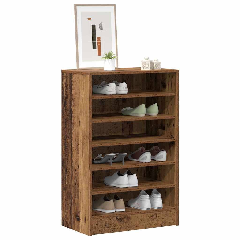 skoskab 60x35x92 cm konstrueret træ antikt eg