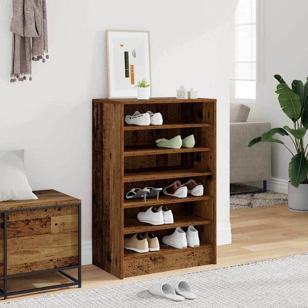 skoskab 60x35x92 cm konstrueret træ antikt eg