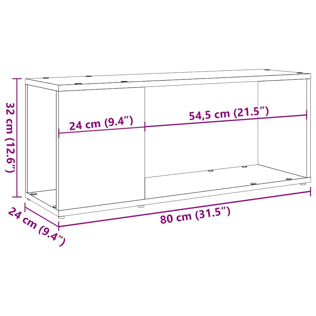 tv-bord 80x24x32 cm konstrueret træ kunsteg