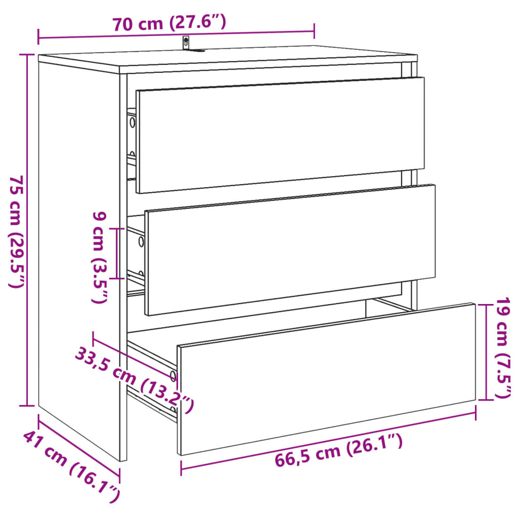 skænk 70x41x75 cm konstrueret træ antikt trælook