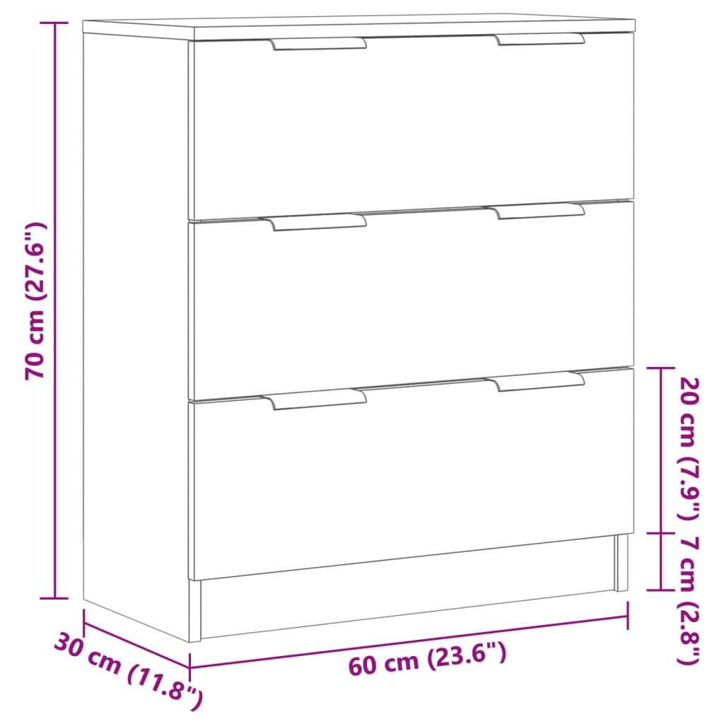 skænk 60x30x70 cm konstrueret træ antikt trælook