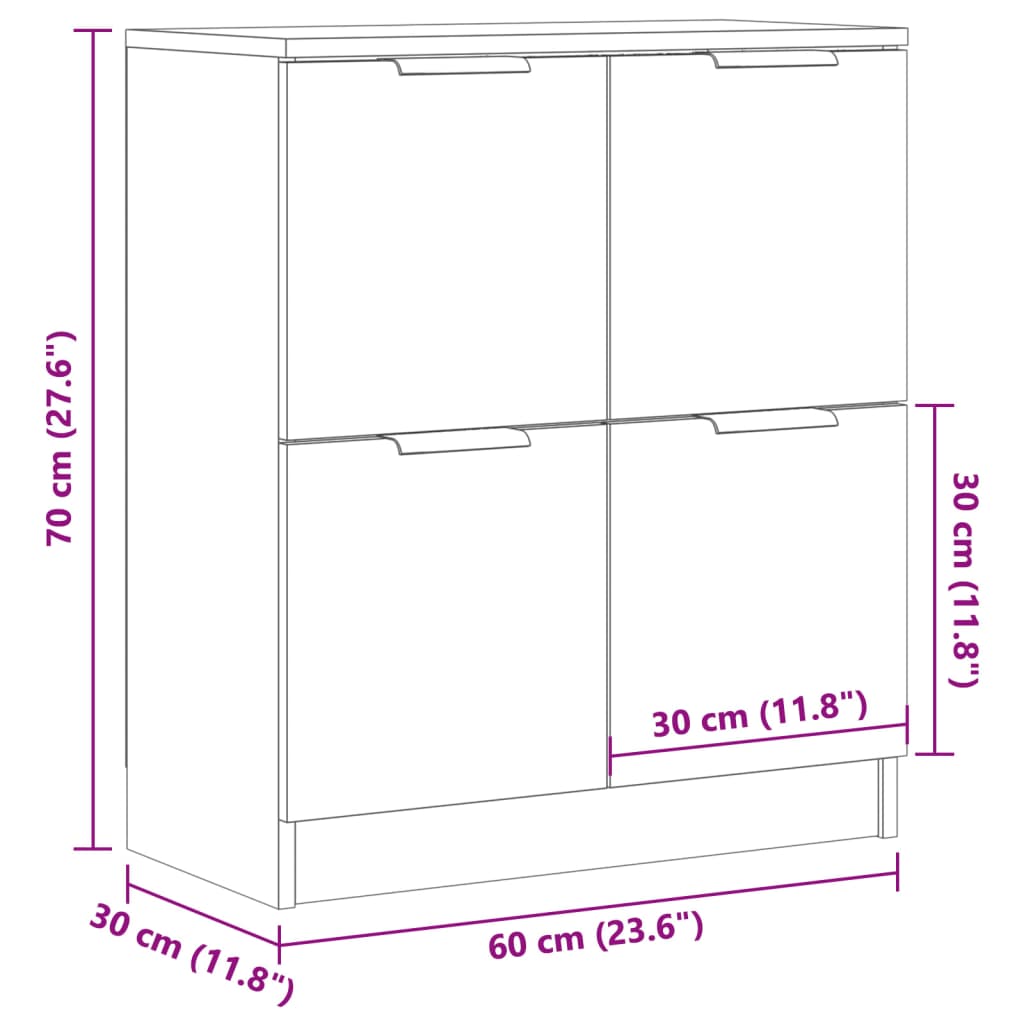 skænk 60x30x70 cm konstrueret træ antikt trælook