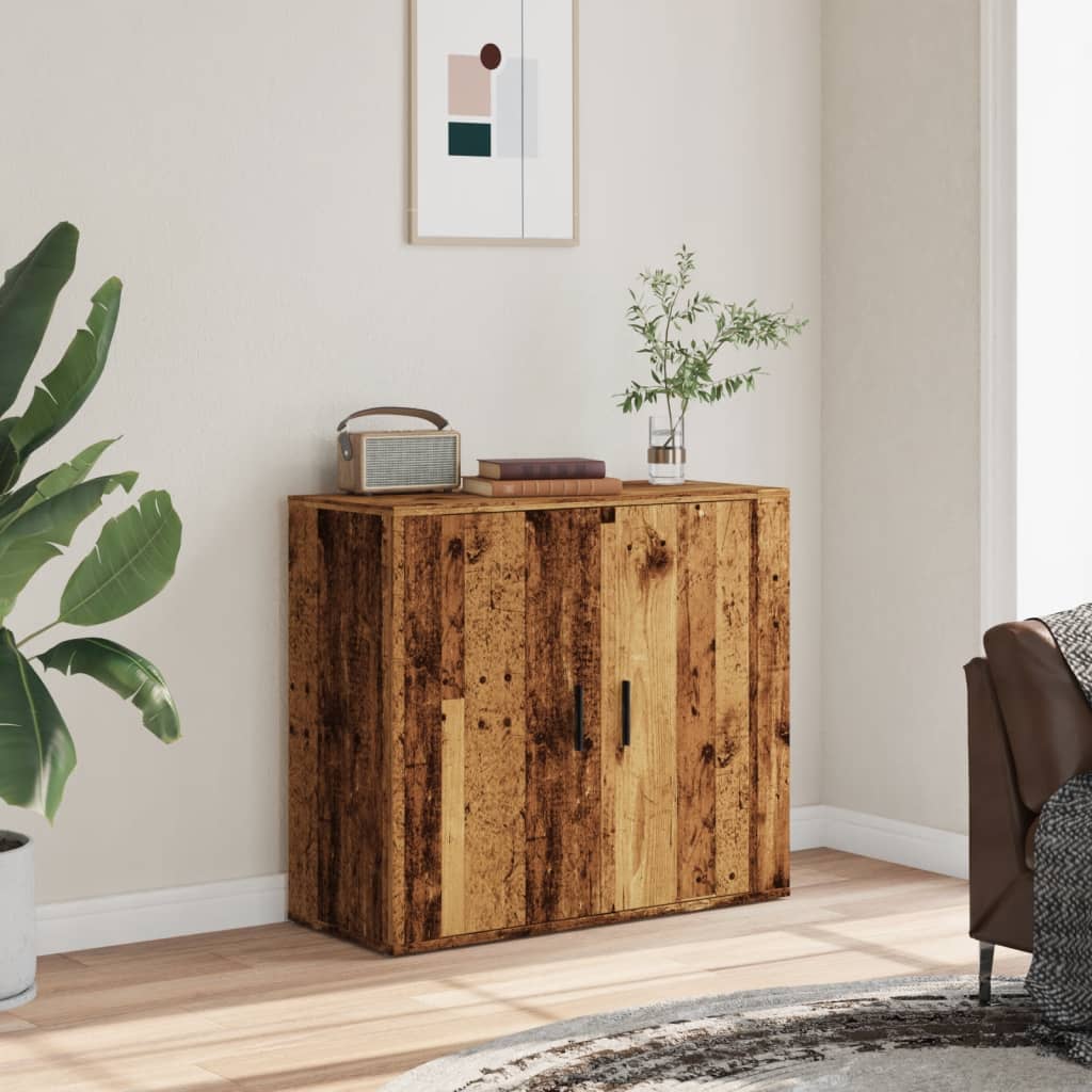skænk 80x33x70 cm konstrueret træ gammelt træ-look
