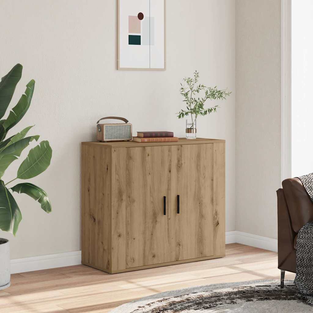 skænk 80x33x70 cm konstrueret træ egetræsfarve