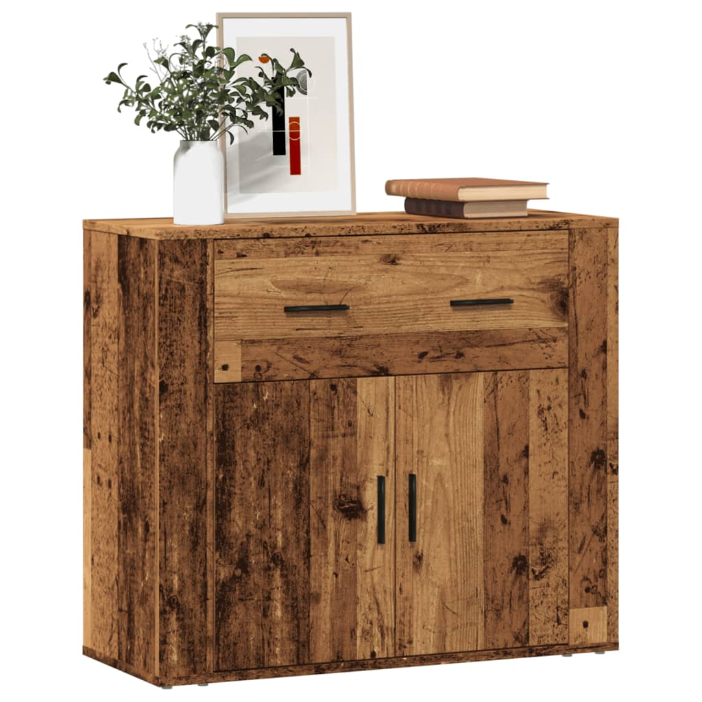 skænk 80x33x70 cm konstrueret træ gammelt træ-look