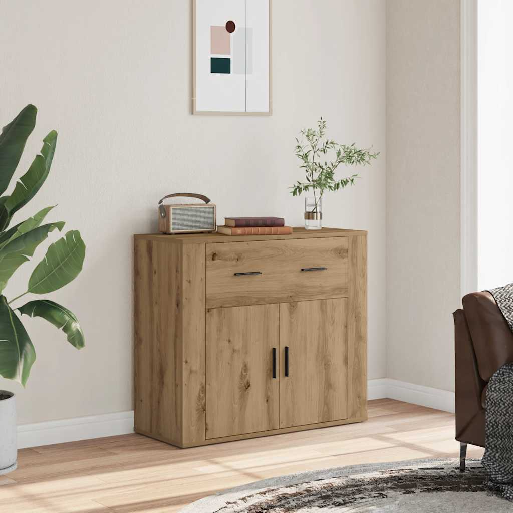 skænk 80x33x70 cm konstrueret træ egetræsfarve