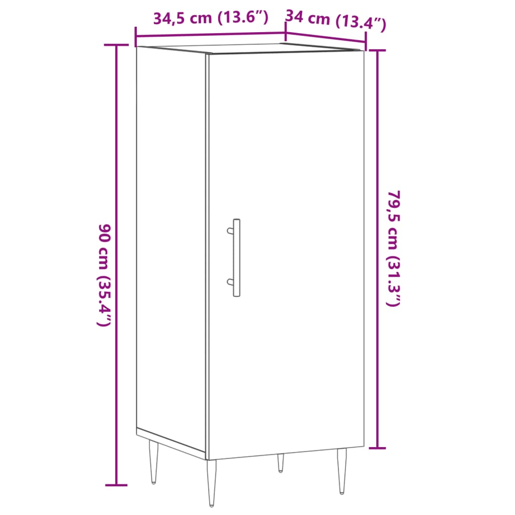 skab 34,5x34x90 cm konstrueret træ antikt træ