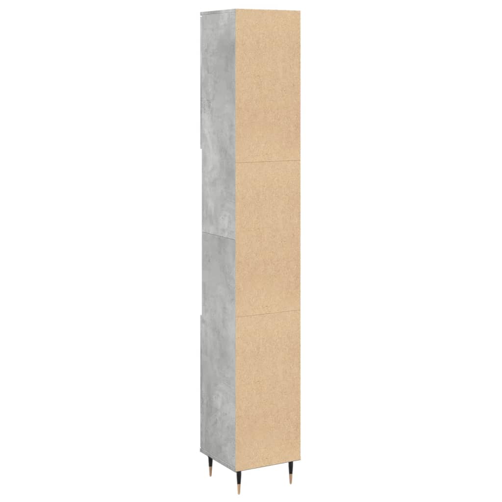 badeværelsesskab 30x30x190 cm konstrueret træ betongrå