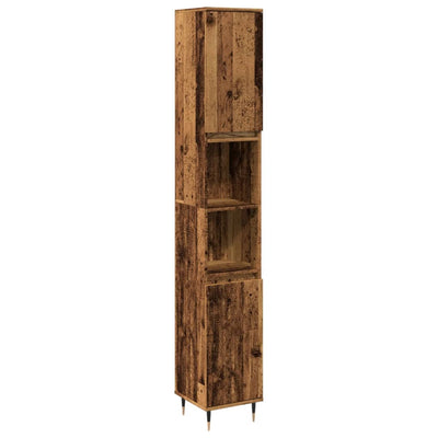 badeværelsesskab 30x30x190 cm konstrueret træ gammelt trælook