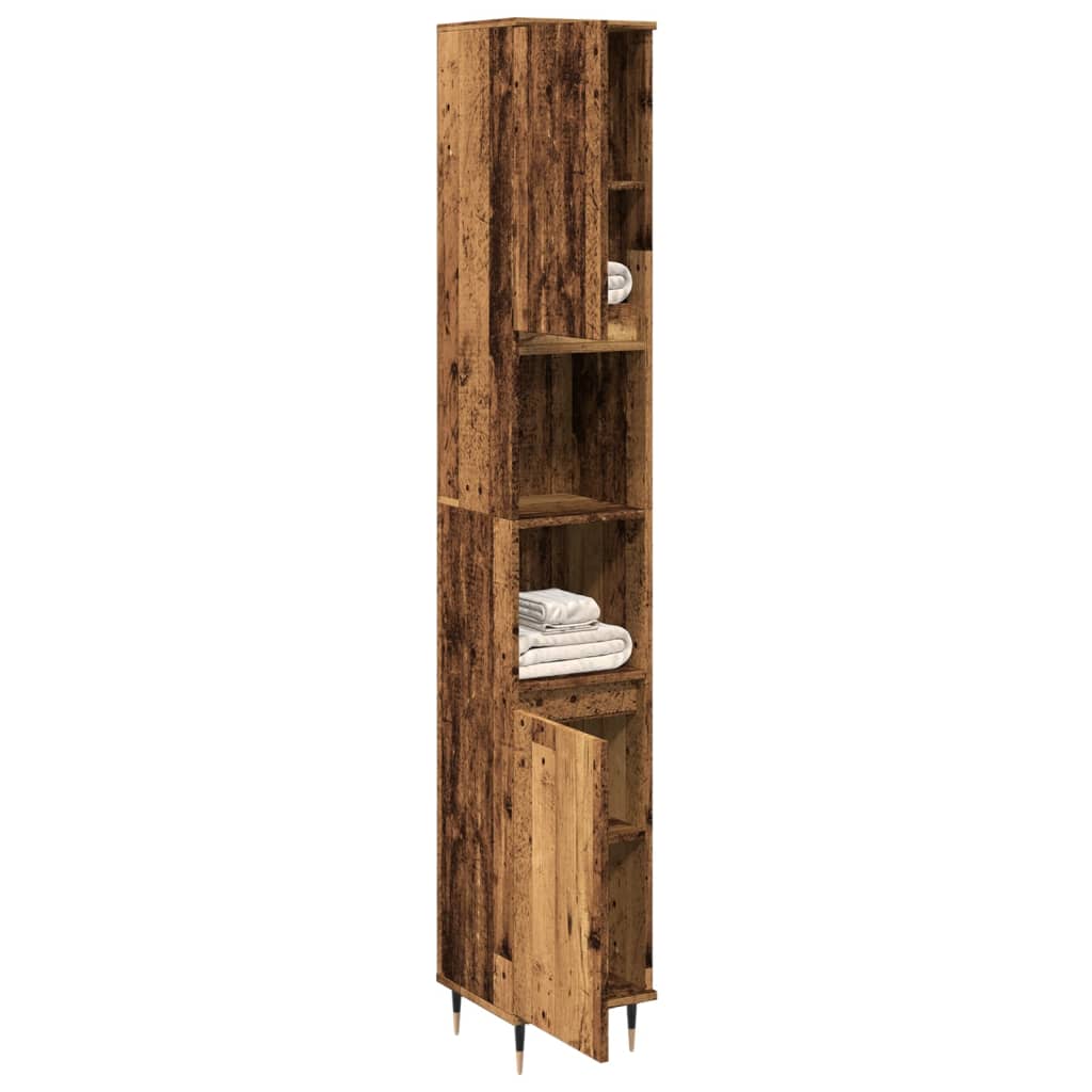 badeværelsesskab 30x30x190 cm konstrueret træ gammelt trælook