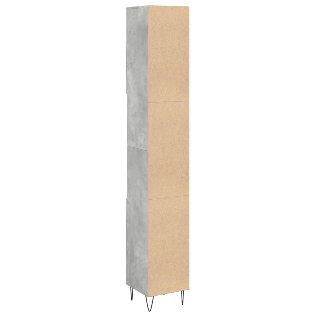 badeværelsesskab 30x30x190 cm konstrueret træ betongrå