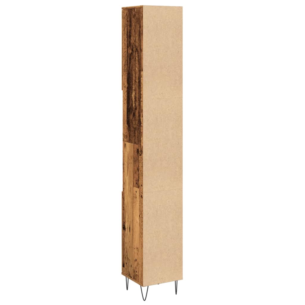badeværelsesskab 30x30x190 cm konstrueret træ gammelt trælook