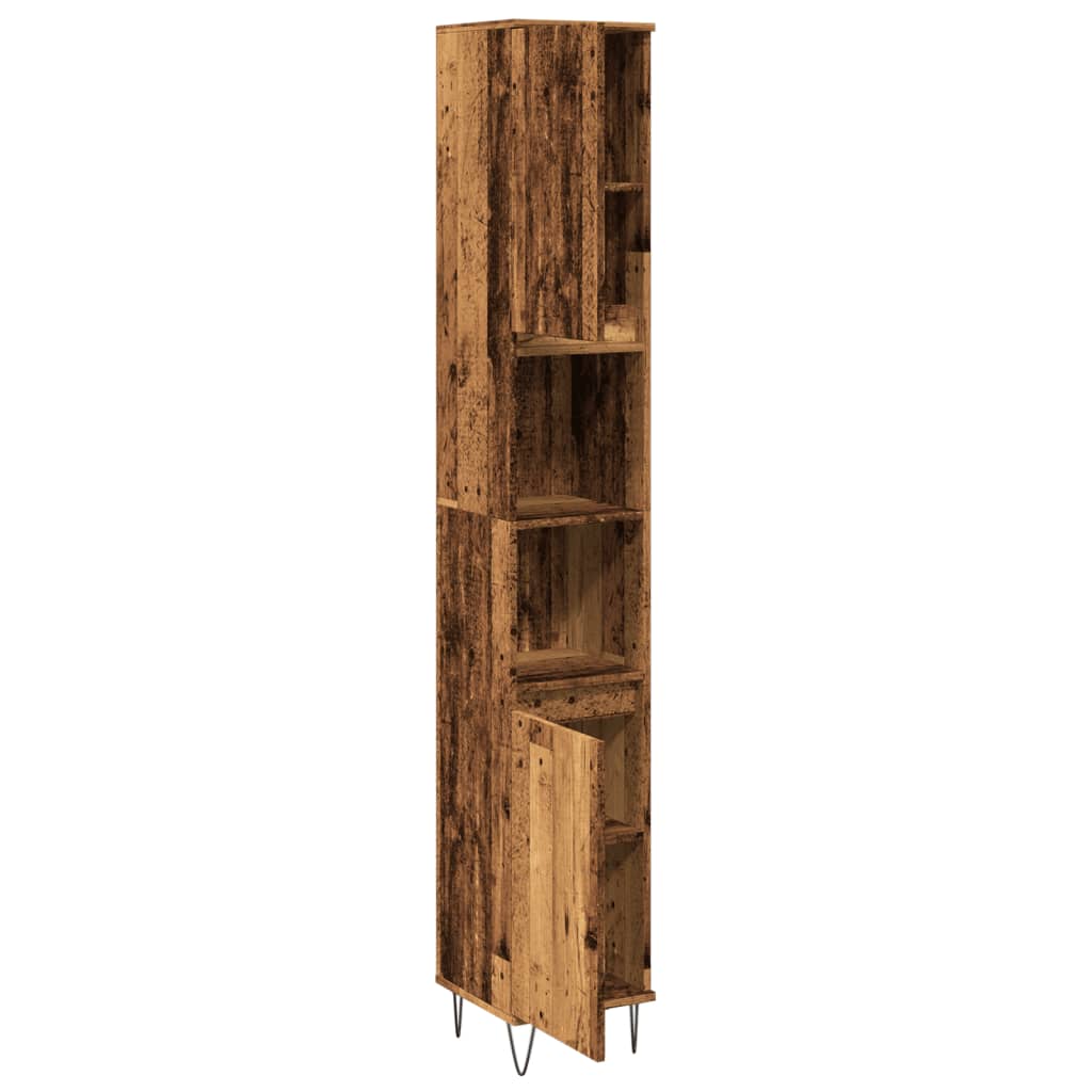 badeværelsesskab 30x30x190 cm konstrueret træ gammelt trælook