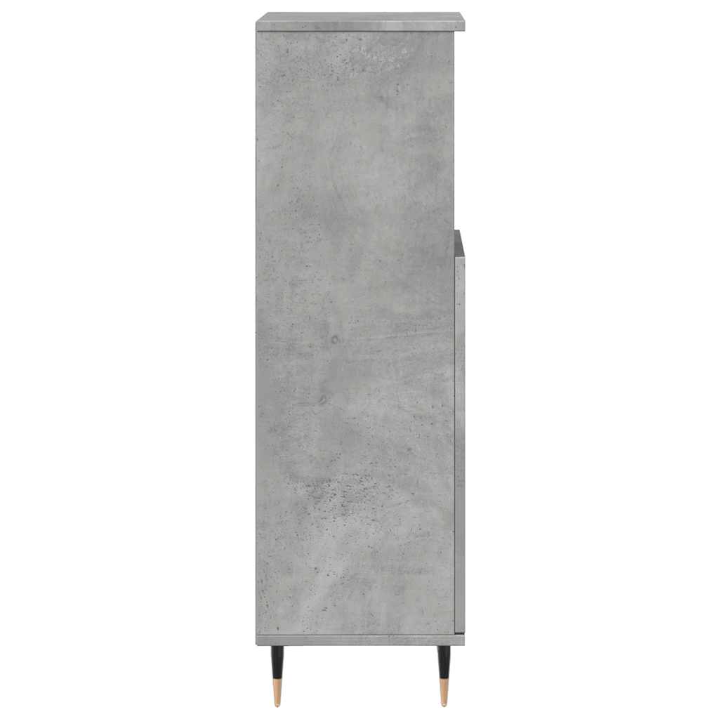 badeværelsesskab 30x30x100 cm konstrueret træ betongrå