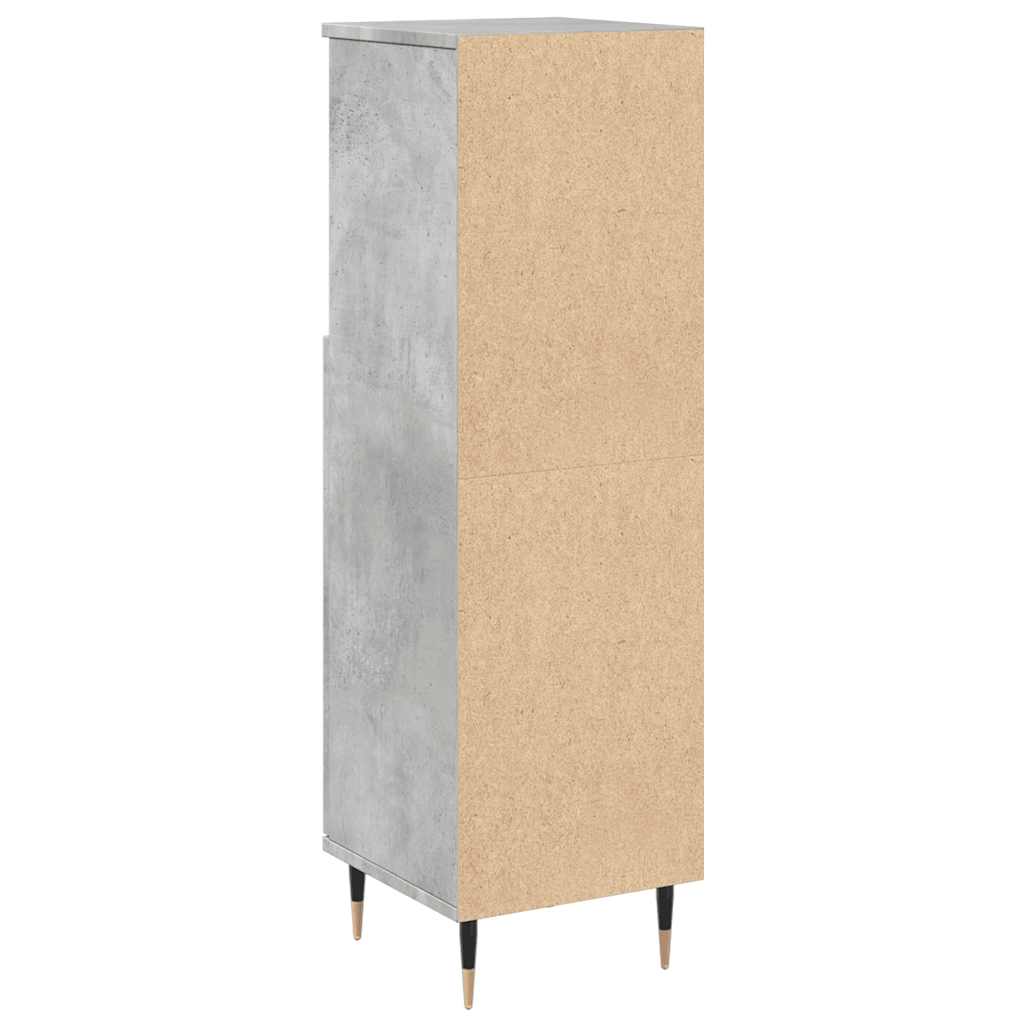 badeværelsesskab 30x30x100 cm konstrueret træ betongrå