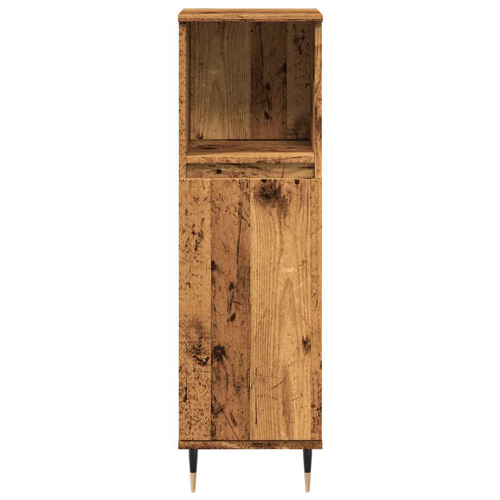 badeværelsesskab 30x30x100 cm konstrueret træ gammelt trælook