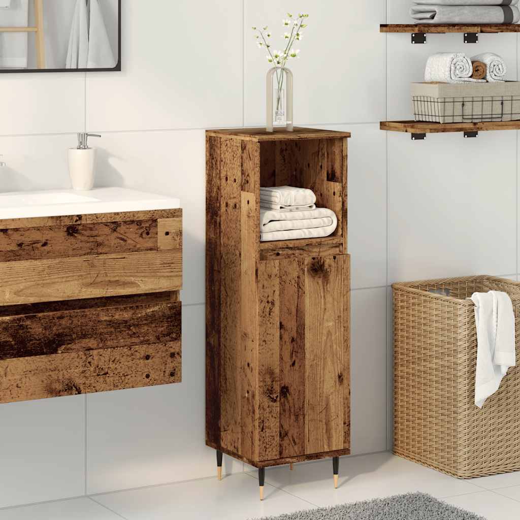 badeværelsesskab 30x30x100 cm konstrueret træ gammelt trælook billede