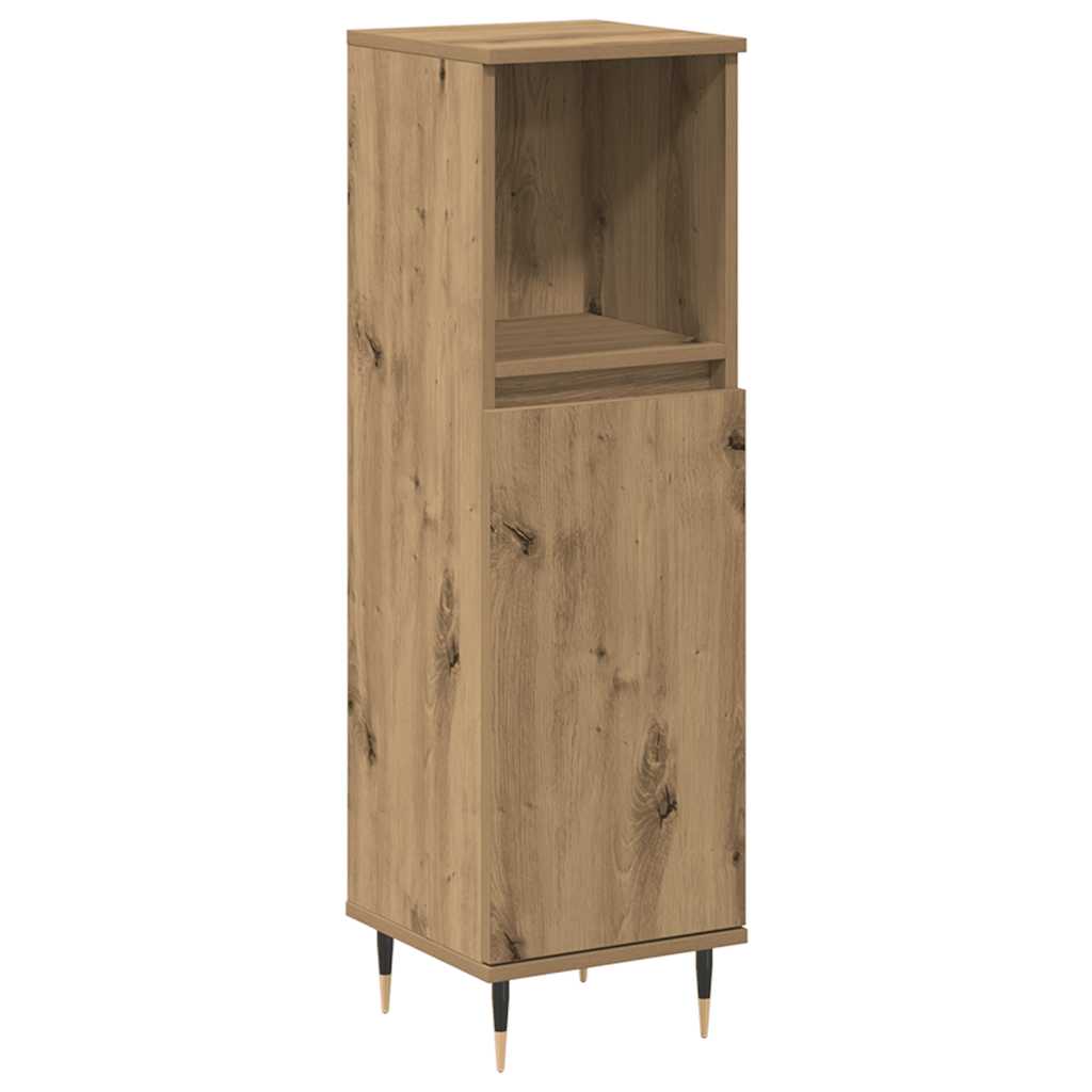 badeværelsesskab 30x30x100 cm konstrueret træ kunsteg