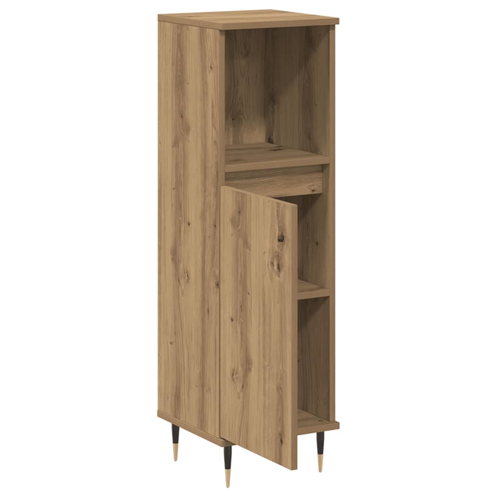 badeværelsesskab 30x30x100 cm konstrueret træ kunsteg