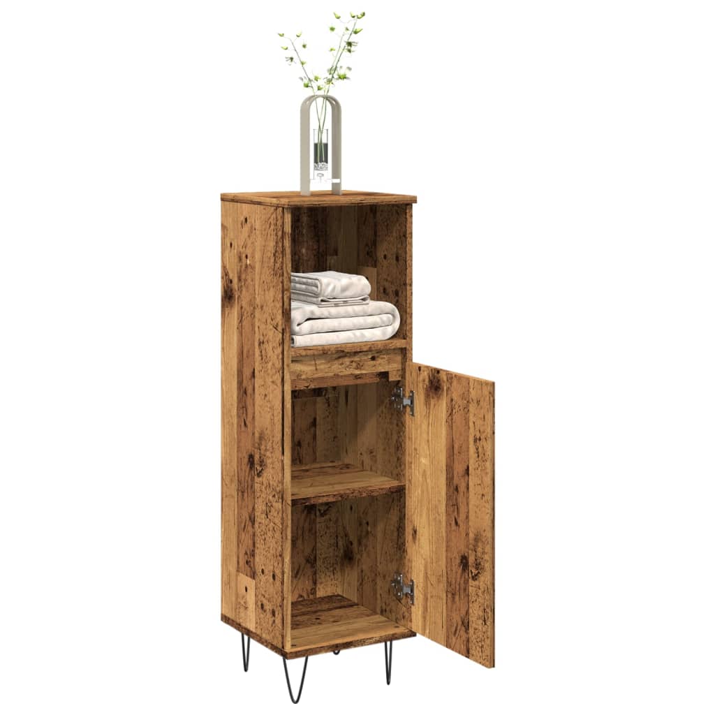 badeværelsesskab 30x30x100 cm konstrueret træ gammelt trælook billede