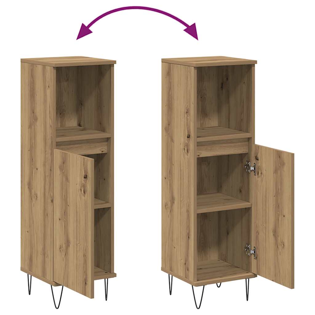 badeværelsesskab 30x30x100 cm konstrueret træ kunsteg