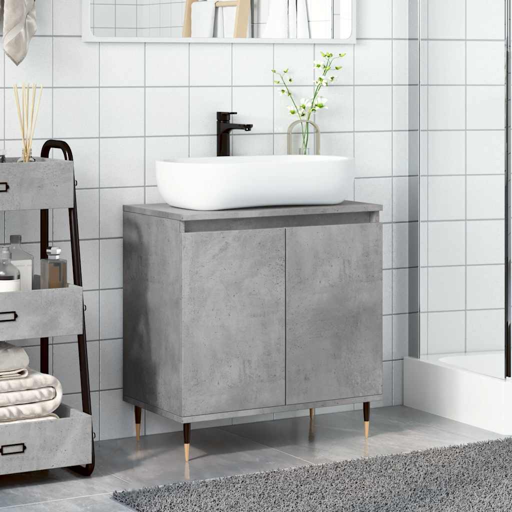 badeværelsesskab 58x33x60 cm konstrueret træ betongrå
