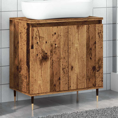 badeværelsesskab 58x33x60 cm konstrueret træ antikt træ