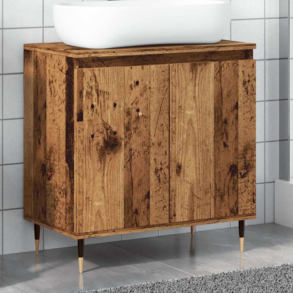 badeværelsesskab 58x33x60 cm konstrueret træ antikt træ