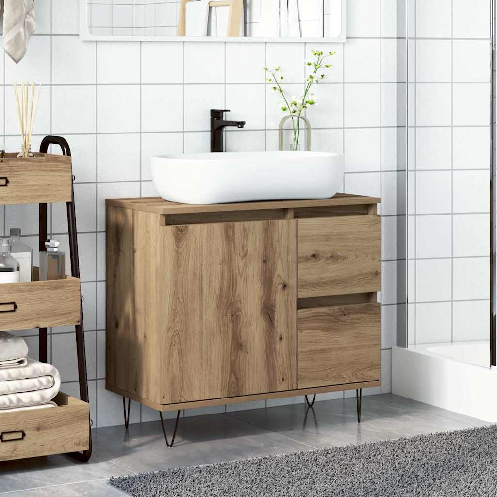 underskab til badeværelse 65x33x60 cm konstrueret træ kunsteg