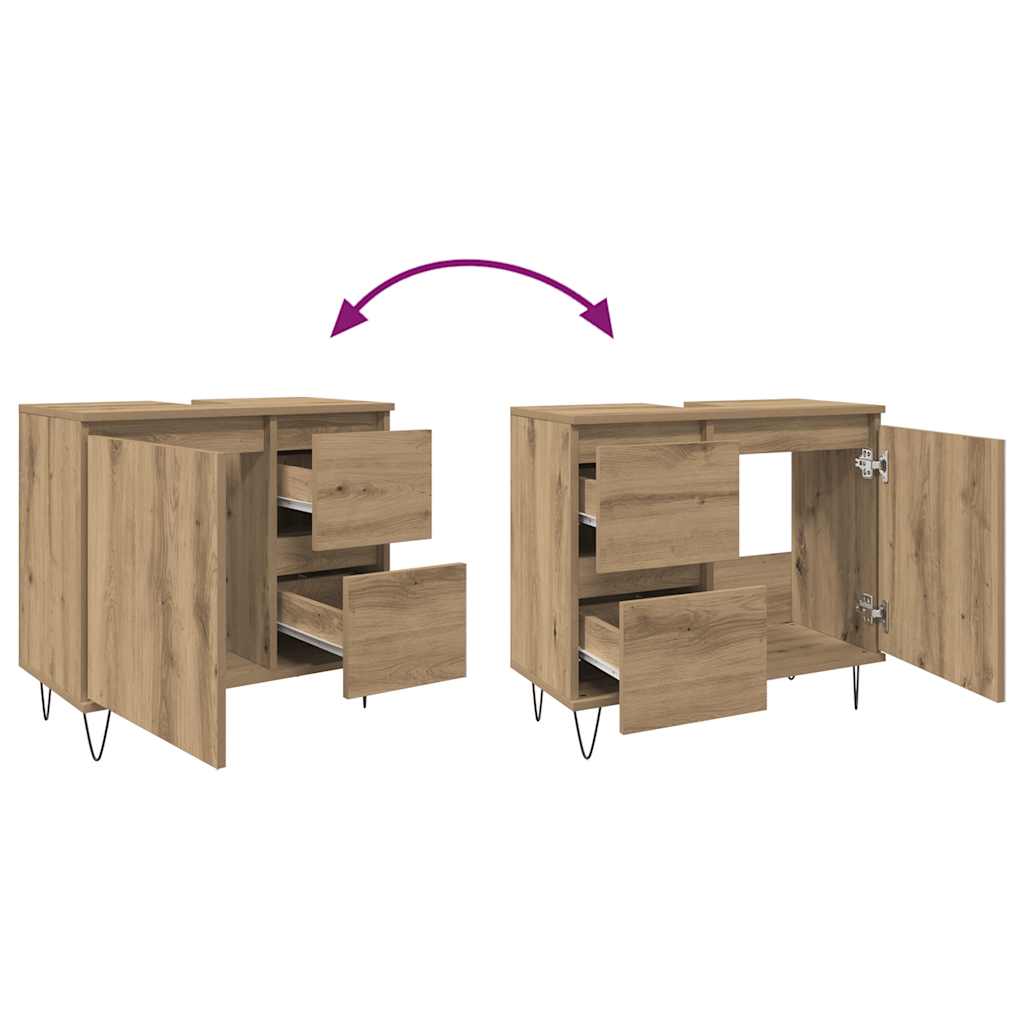 underskab til badeværelse 65x33x60 cm konstrueret træ kunsteg