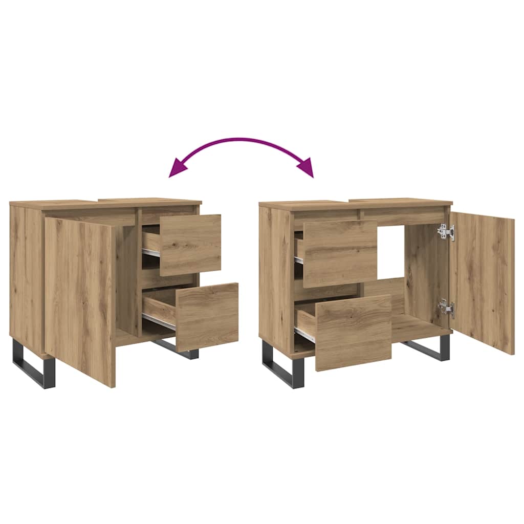 underskab til badeværelse 65x33x60 cm konstrueret træ kunsteg