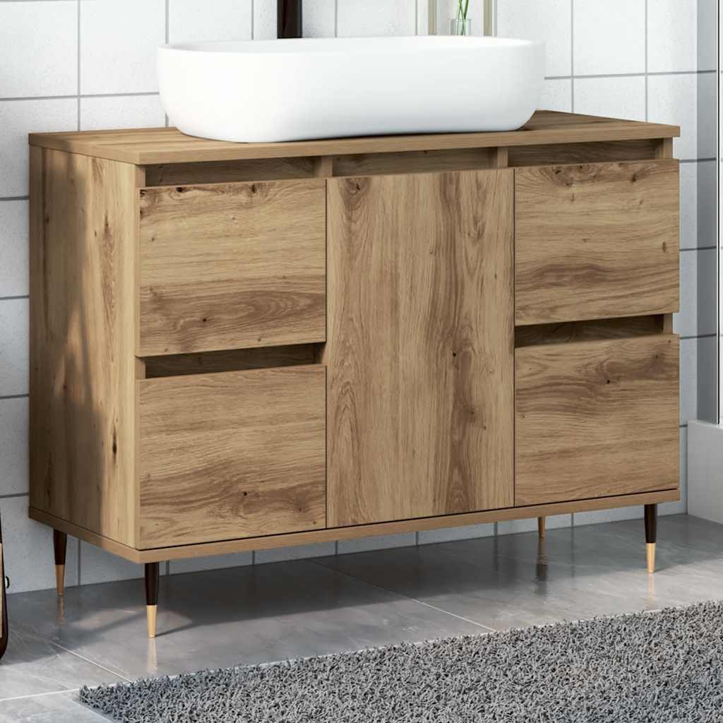 badeværelsesskab 80x33x60 cm konstrueret træ kunsteg billede