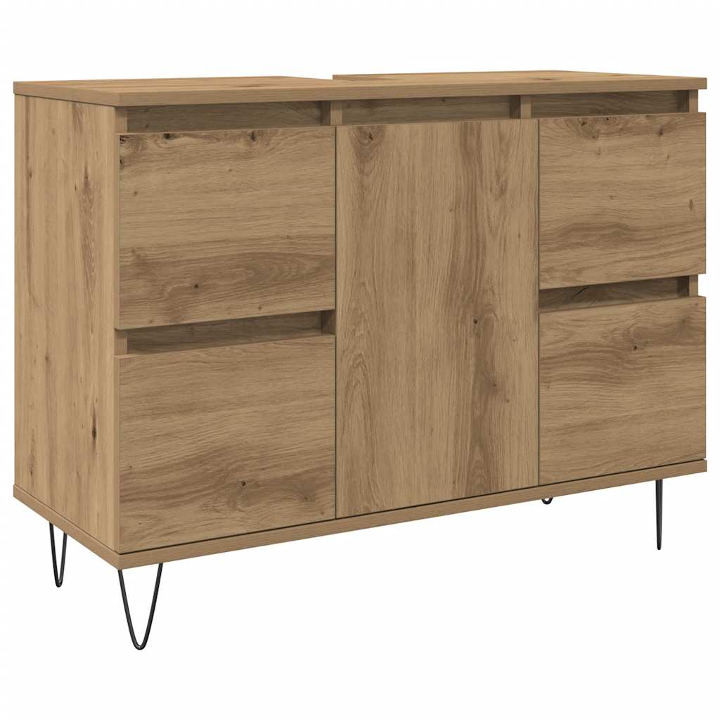badeværelsesskab 80x33x60 cm konstrueret træ kunsteg