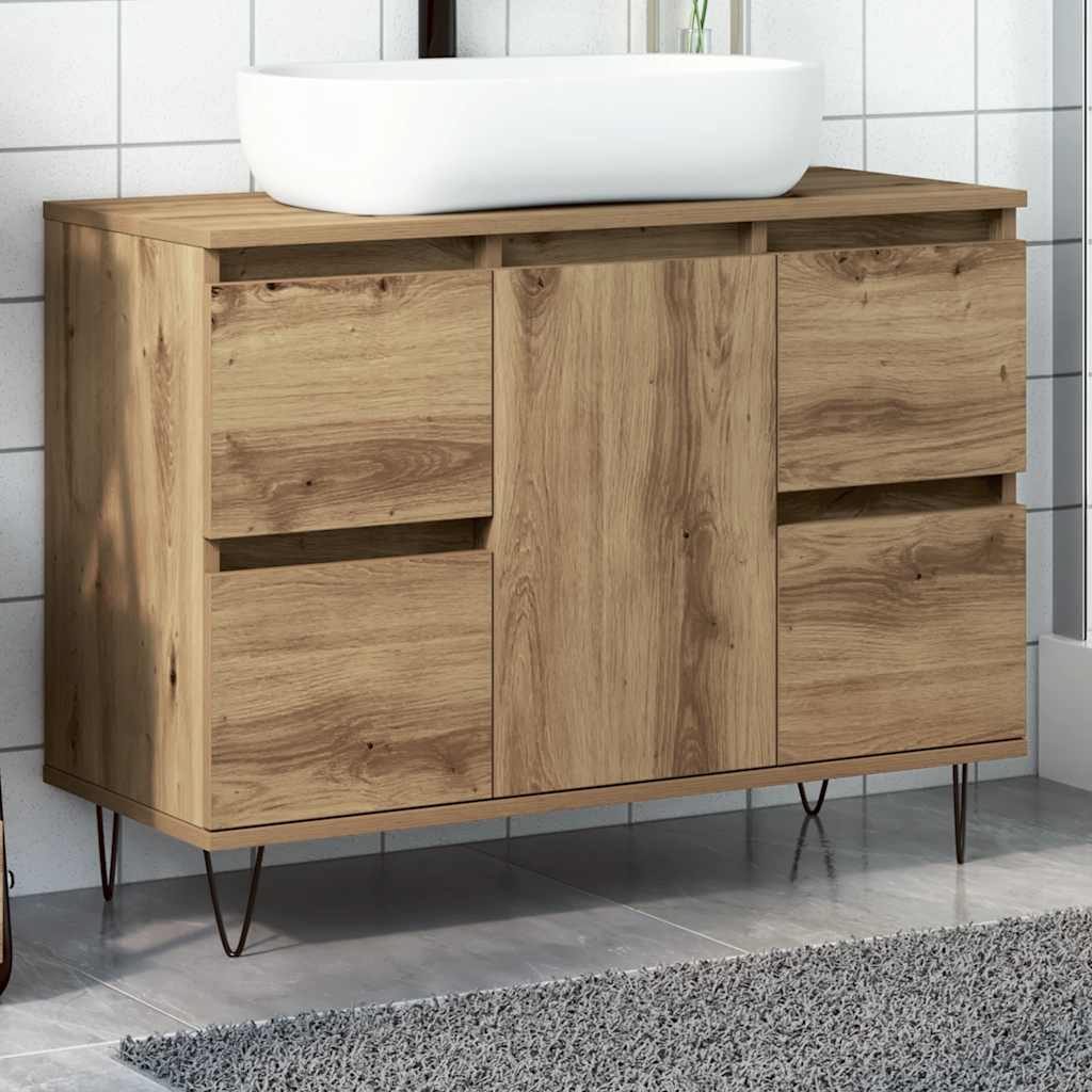 badeværelsesskab 80x33x60 cm konstrueret træ kunsteg