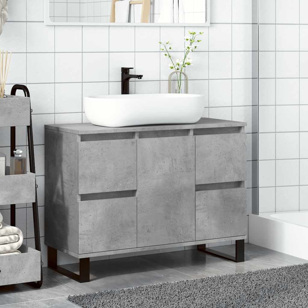 underskab til badeværelse 80x33x60 cm konstrueret træ betongrå