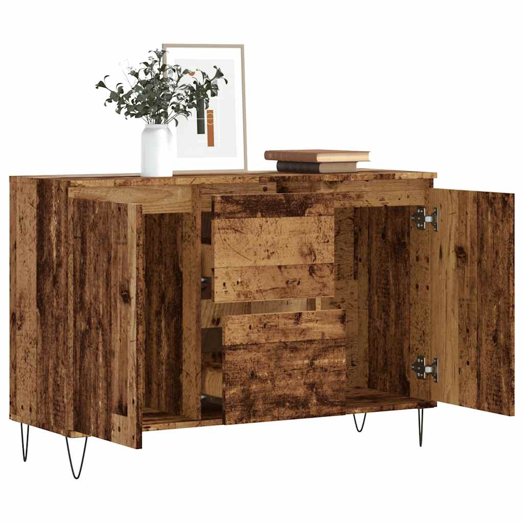 skænk 101,5x35x70 cm konstrueret træ gammelt trælook
