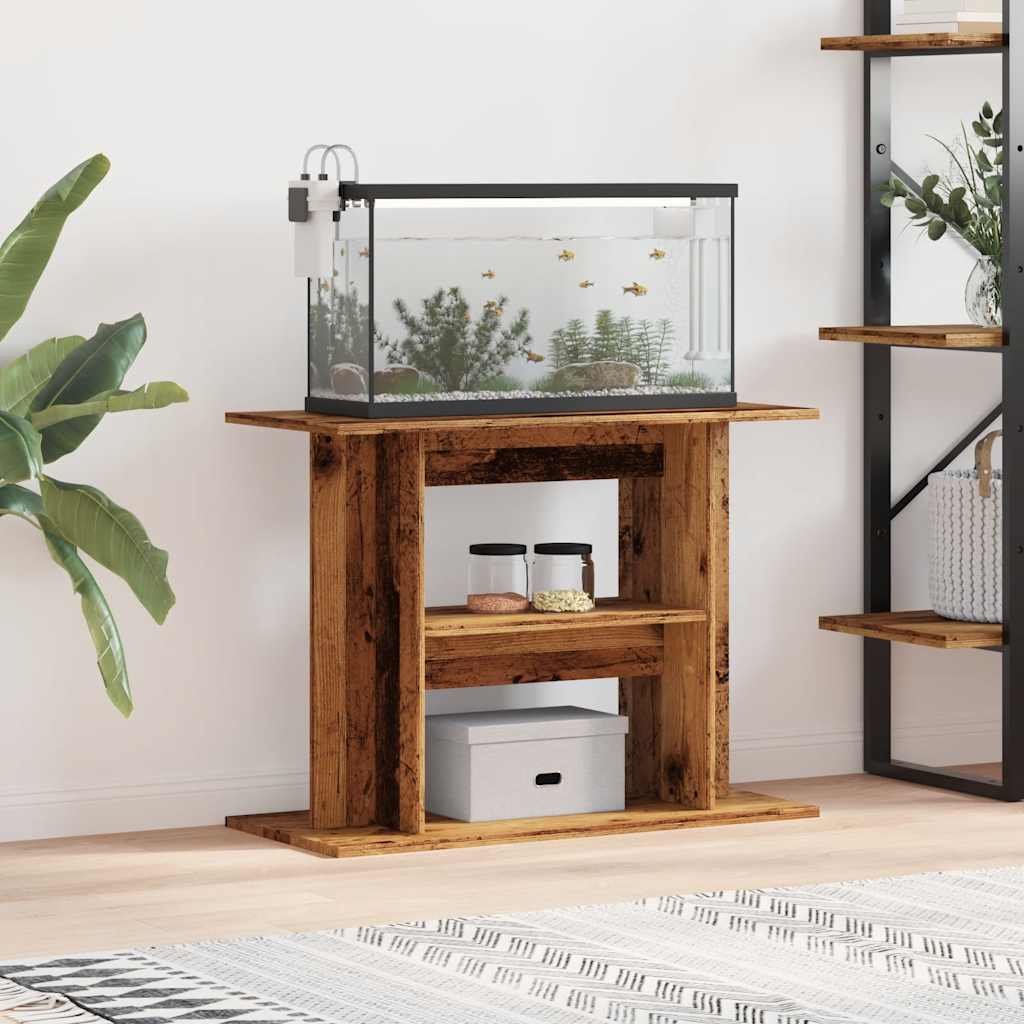 akvariestativ gammelt træ 80x35x60 cm konstrueret træ billede