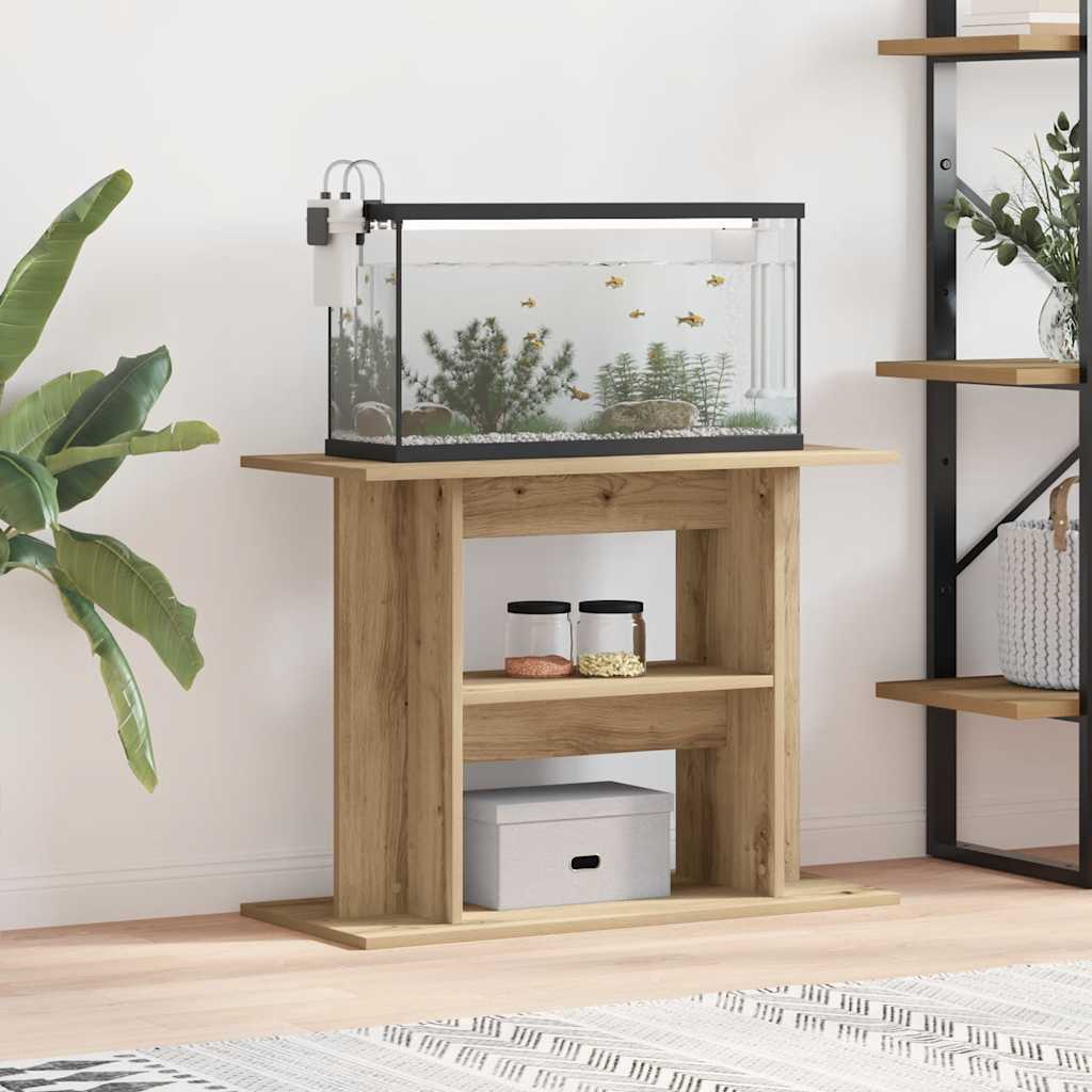 akvariestativ håndlavet eg 80x35x60 cm konstrueret træ billede