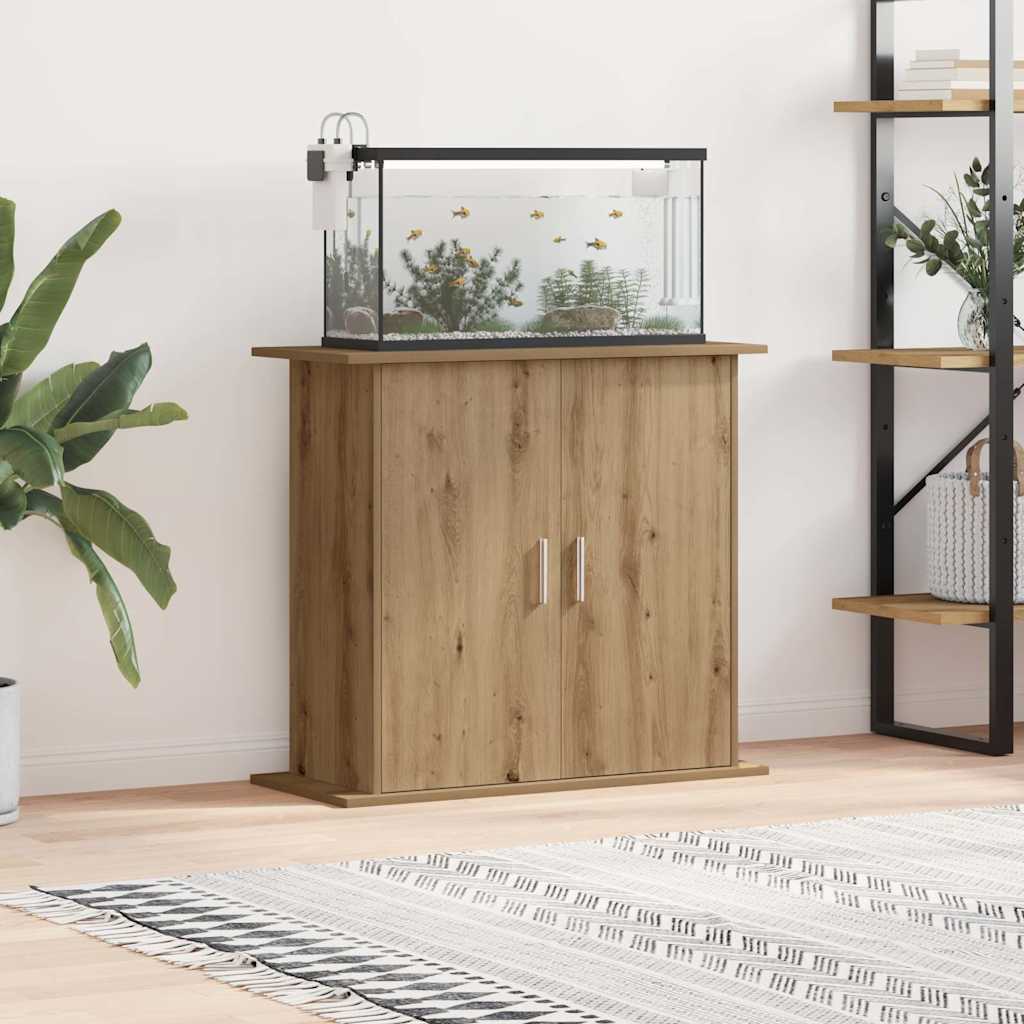 akvariestativ håndlavet eg 81x36x73 cm konstrueret træ