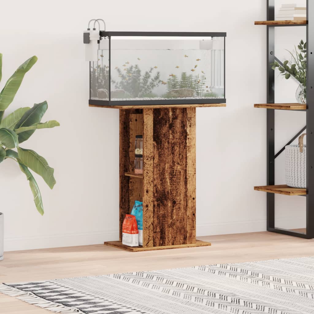 akvariebord 36x60,5x72,5 cm konstrueret træ antikt træ billede