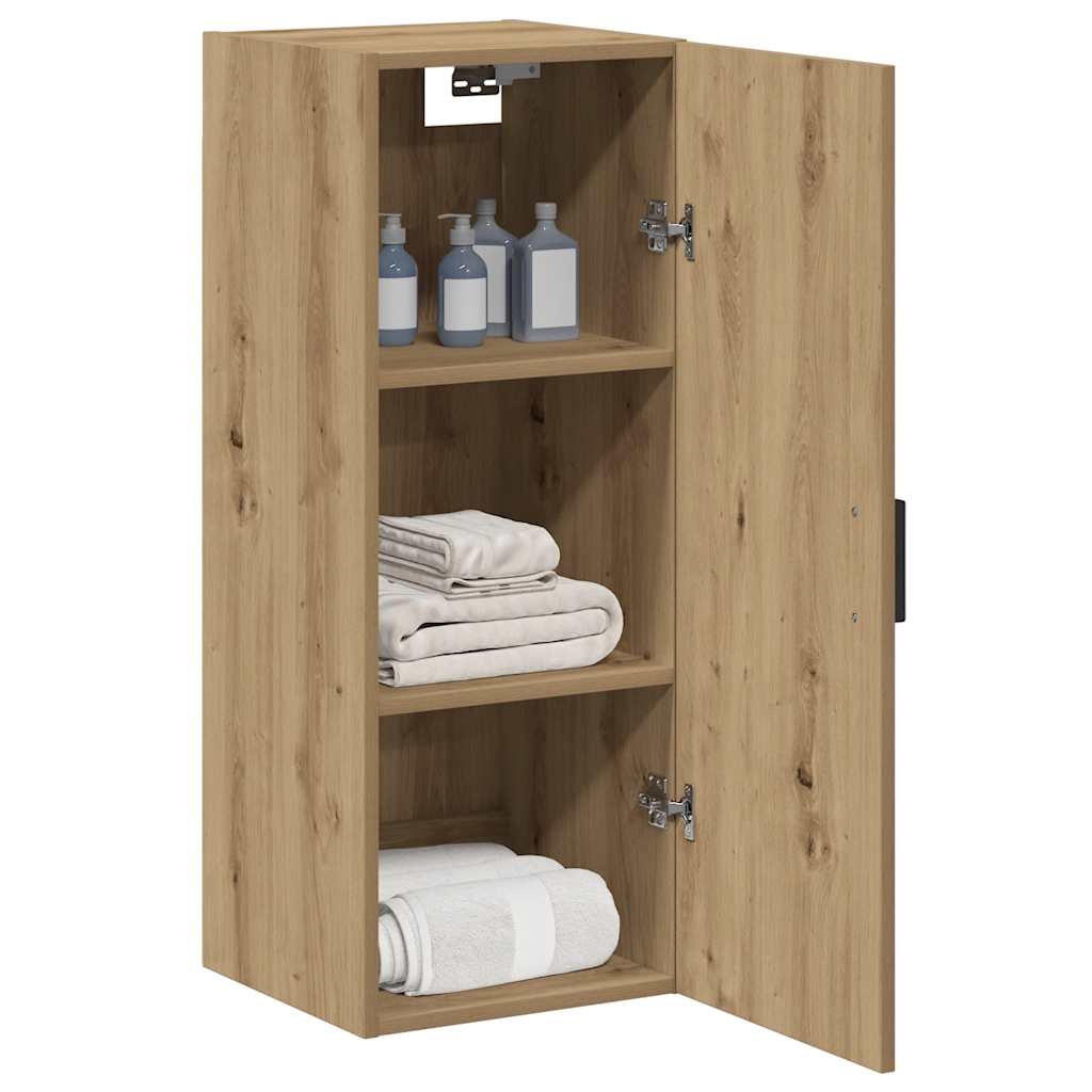 vægskab 34,5x34x90 cm konstrueret træ egetræsfarve