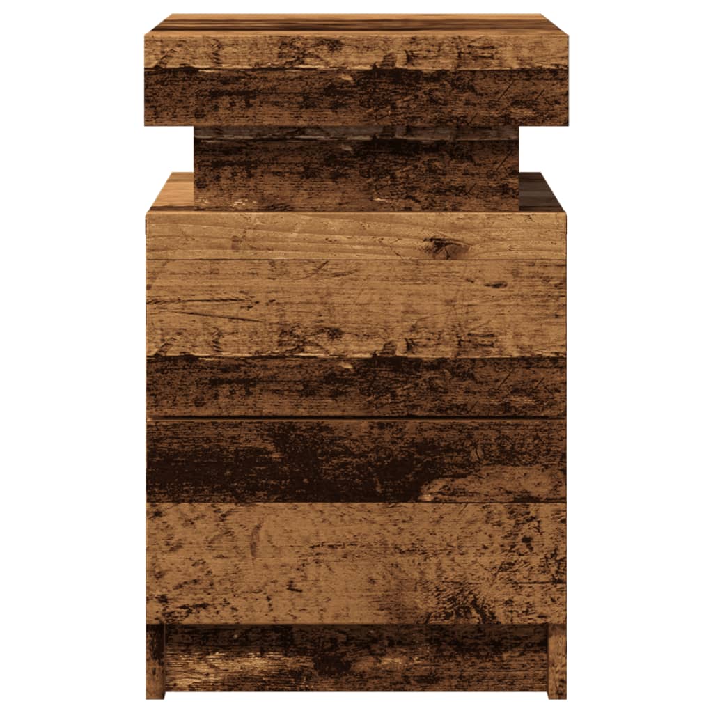 sengeborde 2stk. 35x39x55cm LED konstrueret træ gammelt trælook