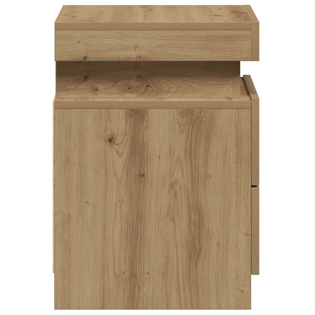 sengeborde 2 stk. 35x39x55 cm LED-lys konstrueret træ kunsteg